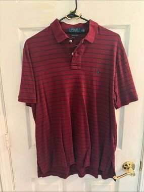 Polo by Ralph Lauren Burgundy Polo with Navy Stripes